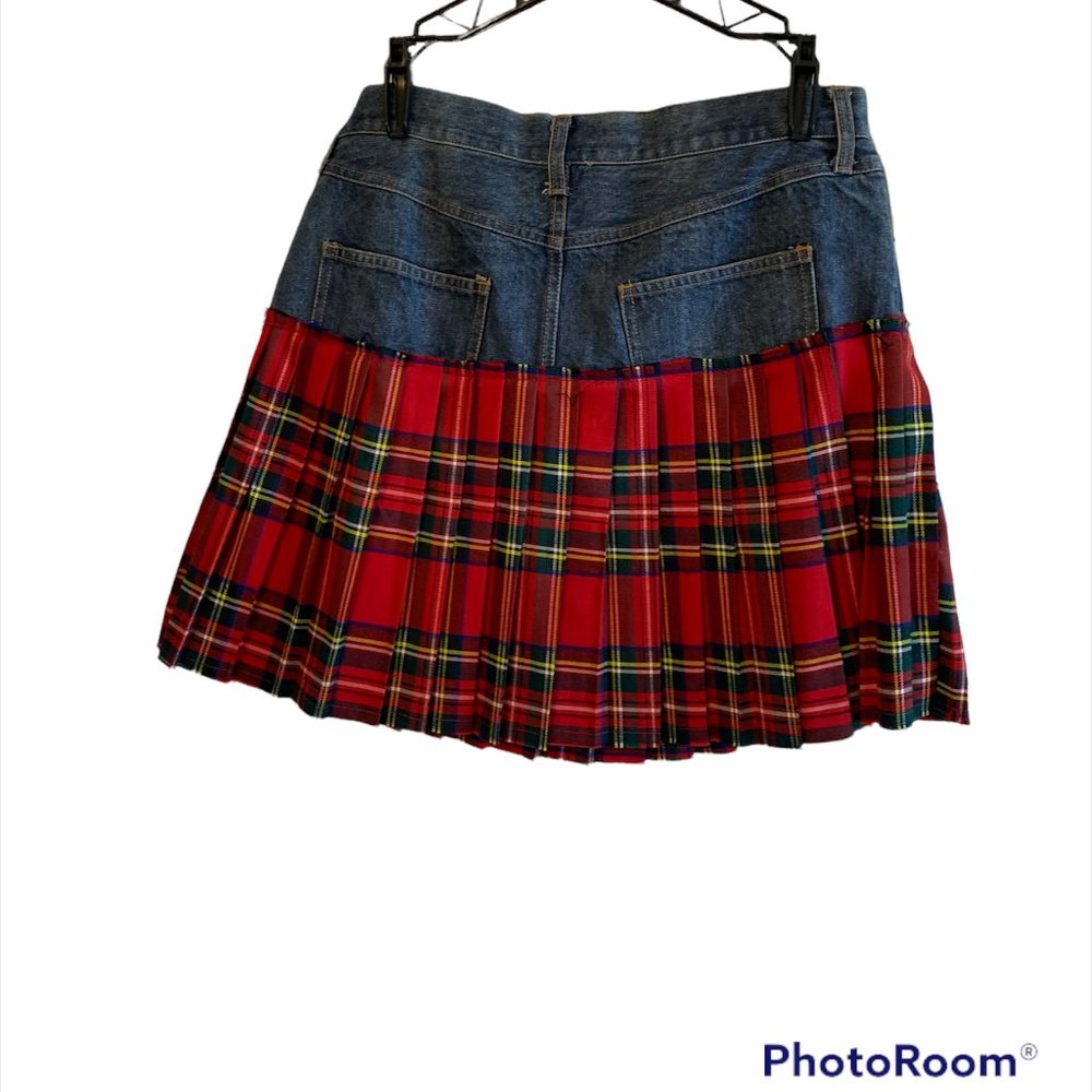 Blue Jean Mini Skirt with Pattern